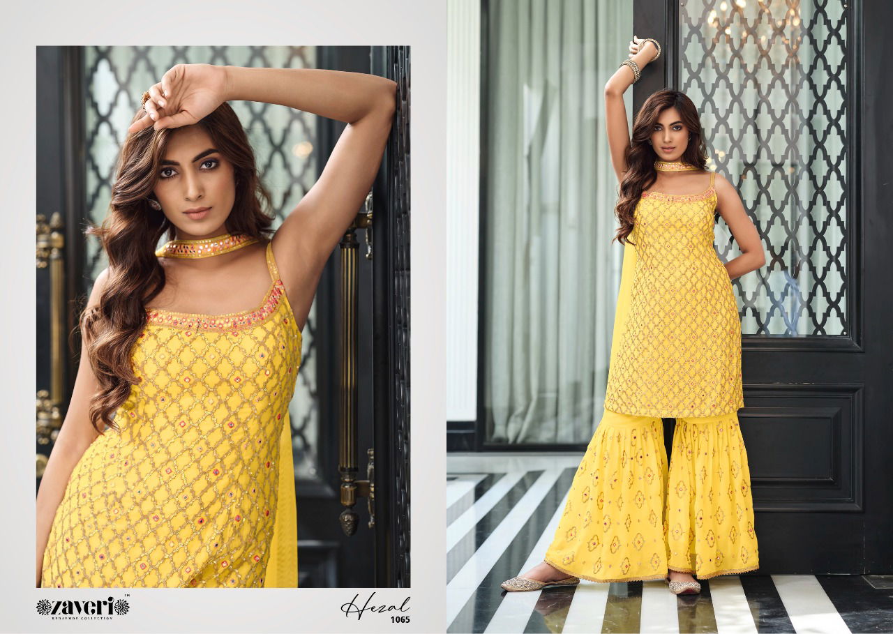 Zaveri Hezal New Heavy Georgette Festive Wear Designer Ready Made Suit Collection